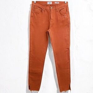 Kenzie Vintage Luxe Burnt Orange Raw Hem Distressed High Rise Skinny Jean Size 4